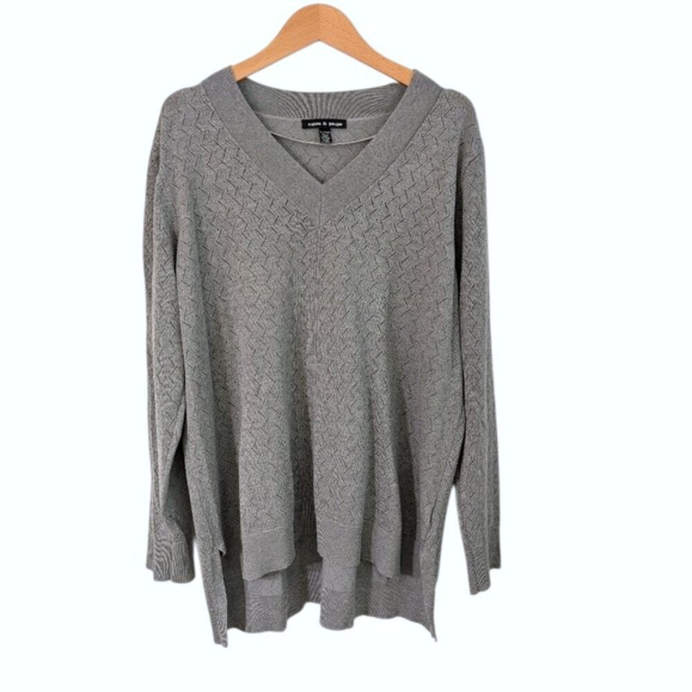 New Cable & Gauge Gray High Low Sweater Size XL